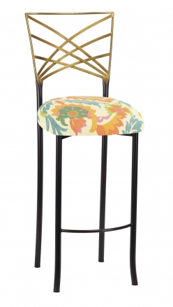 Two Tone Fanfare Barstool with Floral Bloom Boxed Cushion (2)