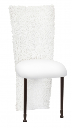 White Wedding Lace Jacket with White Stretch Knit Cushion on Mahogany Legs (2)