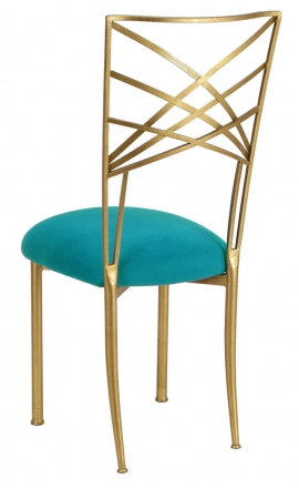 Gold Fanfare with Turquoise Suede Cushion (1)