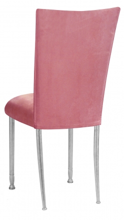 Raspberry Suede Chair Cover and Cushion on Silver Legs (1)