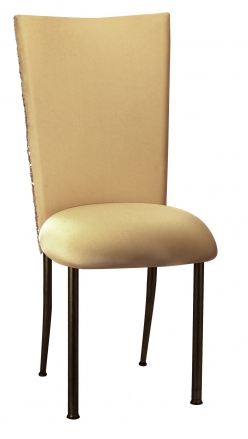 Gold Bedazzled Chair Cover with Gold Stretch Knit Cushion on Brown Legs (2)