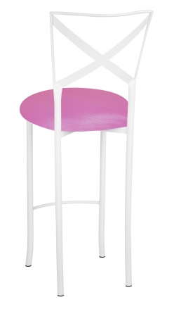 Simply X White Barstool with Pink Glitter Knit Cushion (1)