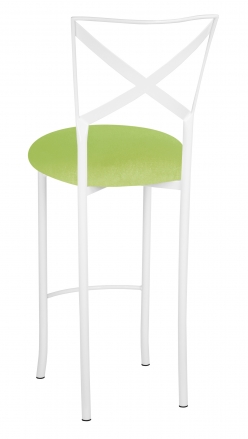 Simply X White Barstool with Lime Green Velvet Cushion (1)