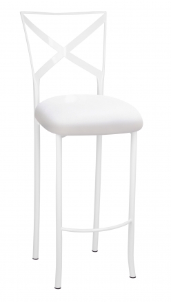 Simply X White Barstool with White Suede Cushion (2)
