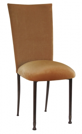 Gold Velvet Chair Cover and Cushion on Mahogany Legs (2)