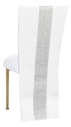 White Suede Jacket with Rhinestone Center and Cushion on Gold Legs (1)