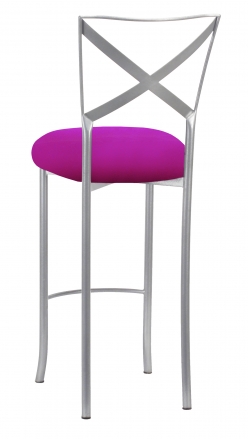 Silver Simply X Barstool with Magenta Stretch Knit Cushion (1)