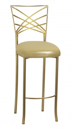 Gold Fanfare Barstool with Metallic Gold Knit Cushion (2)