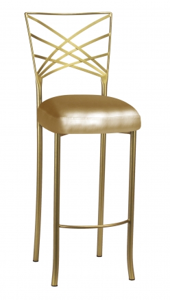 Gold Fanfare Barstool with Gold Leatherette Boxed Cushion (2)