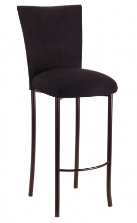 Black Suede Barstool Cover and Cushion on Brown Legs (2)