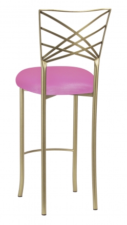Gold Fanfare Barstool with Pink Glitter Knit Cushion (1)