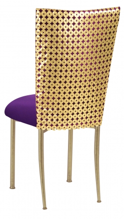 Dragon Eyes Chair Cover with Plum Knit Cushion on Gold Legs (1)