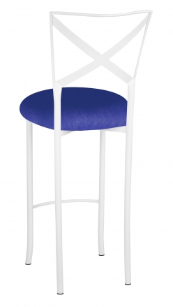 Simply X White Barstool with Royal Blue Stretch Knit Cushion (1)