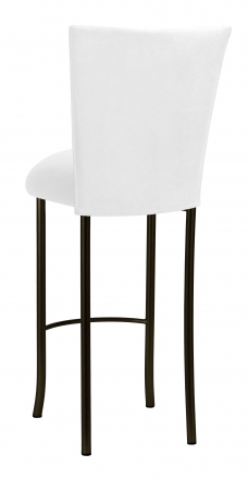 White Suede Barstool Cover and Cushion on Brown Legs (1)