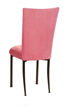 Raspberry Suede Chair Cover and Cushion on Brown Legs (1)