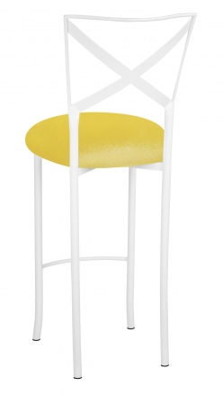 Simply X White Barstool with Bright Yellow Velvet Cushion (1)
