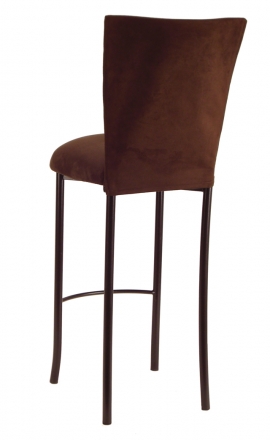 Chocolate Suede Chair Cover and Cushion on Brown Legs (1)