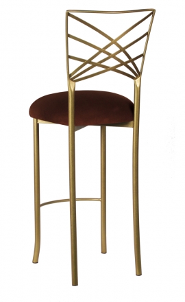 Gold Fanfare Barstool with Chocolate Suede Cushion (1)