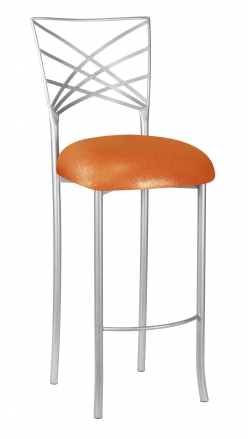 Silver Fanfare Barstool with Metallic Orange Stretch Knit Cushion (2)