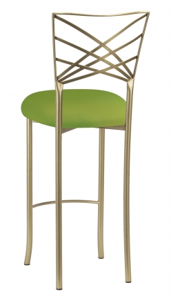 Gold Fanfare Barstool with Lime Knit Cushion (1)