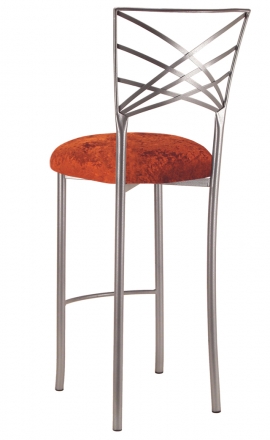 Silver Fanfare Barstool with Paprika Crushed Velvet Cushion (1)