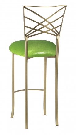 Gold Fanfare Barstool with Metallic Lime Knit Cushion (1)