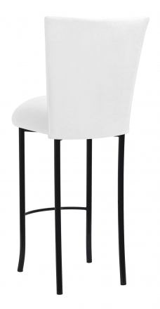 White Suede Barstool Cover and Cushion on Black Legs (1)