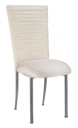 Chloe Ivory Stretch Knit Chair Cover and Cushion on Silver Legs (2)