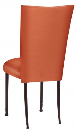 Orange Taffeta Chair Cover with Boxed Cushion on Mahogany Legs (1)