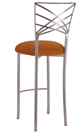 Silver Fanfare Barstool with Copper Suede Cushion (1)