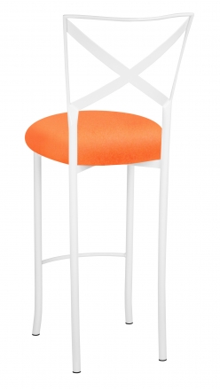 Simply X White Barstool with Tangerine Stretch Knit Cushion (1)