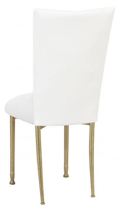 White Leatherette Chair Cover and Cushion on Gold Legs (1)