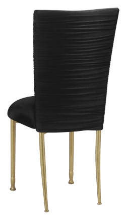 Chloe Black Stretch Knit Chair Cover and Cushion with Gold Legs (1)