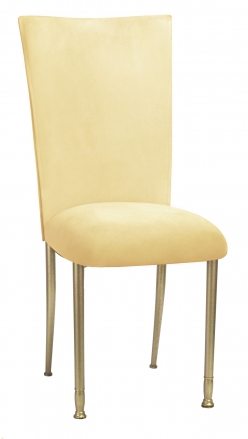 Buttercup Suede Chair Cover and Cushion with Gold Legs (2)