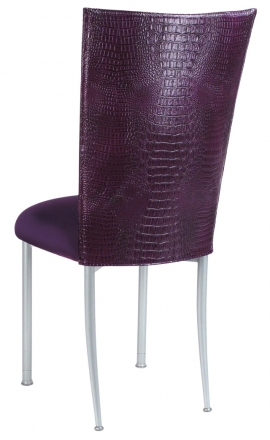 Purple Croc Chair Cover with Eggplant Velvet Cushion on Silver Legs (1)