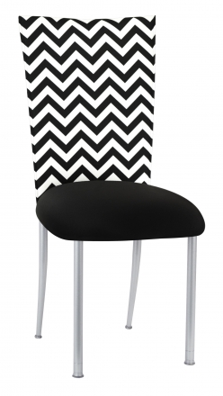 Chevron Chair Cover with Black Stretch Knit Cushion on Silver Legs (2)