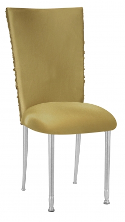 Gold Demure Chair Cover with Gold Stretch Knit Cushion on Silver Legs (2)