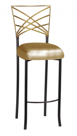 Two Tone Fanfare Barstool with Gold Leatherette Boxed Cushion (2)
