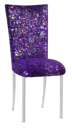 Purple Paint Splatter Chair Cover and Cushion on Silver Legs (2)