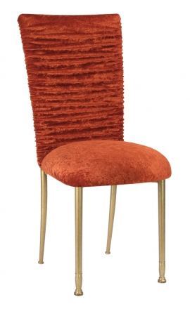 Chloe Paprika Crushed Velvet Chair Cover and Cushion on Gold Legs (2)