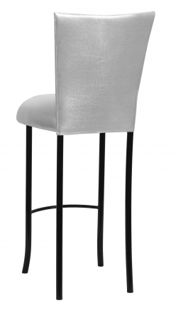 Metallic Silver Stretch Knit Barstool Cover and Cushion on Black Legs (1)