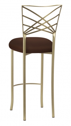 Gold Fanfare Barstool with Chocolate Stretch Knit Cushion (1)