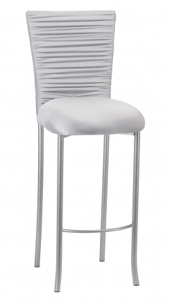 Chloe Silver Stretch Knit Barstool Cover with Jewel Band and Cushion on Silver Legs (2)
