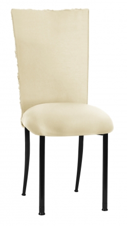Ivory Rosette Chair Cover with Ivory Stretch Knit Cushion on Black Legs (2)
