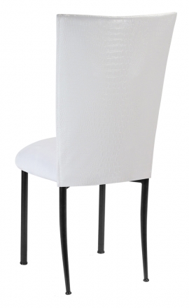 White Croc Chair Cover with White Suede Cushion on Black Legs (1)