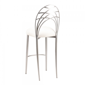Silver Piazza Barstool with Ivory Stretch Knit Cushion (1)