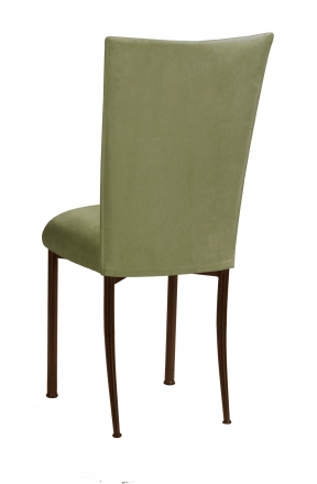 Sage Suede Chair Cover and Cushion on Brown Legs (1)