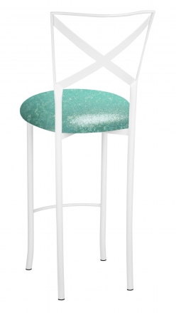 Simply X White Barstool with Mermaid Stretch Knit Cushion (1)