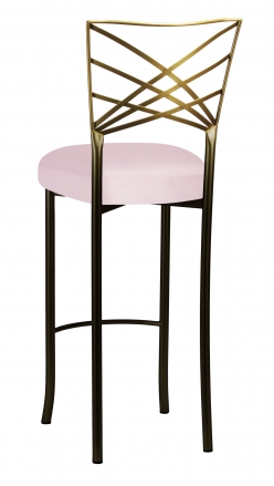 Two Tone Fanfare Barstool with Soft Pink Satin Boxed Cushion (1)