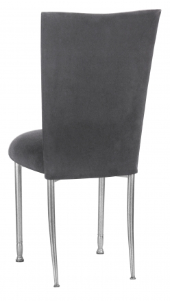 Charcoal Suede Chair Cover and Cushion on Silver Legs (1)